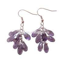 Brincos de gota de água de cristal roxo moda Bling Blho Boho